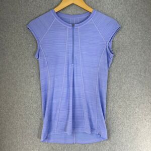 Athleta Pacifica Tank Periwinkle Purple Half Zip Rashguard Swim Top Size Small